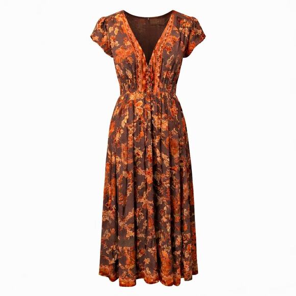 Jaase Dresses & Skirts - Jaase Maxi Dress Womens Small Multicolor Floral Print Button Front Fall Bohemian